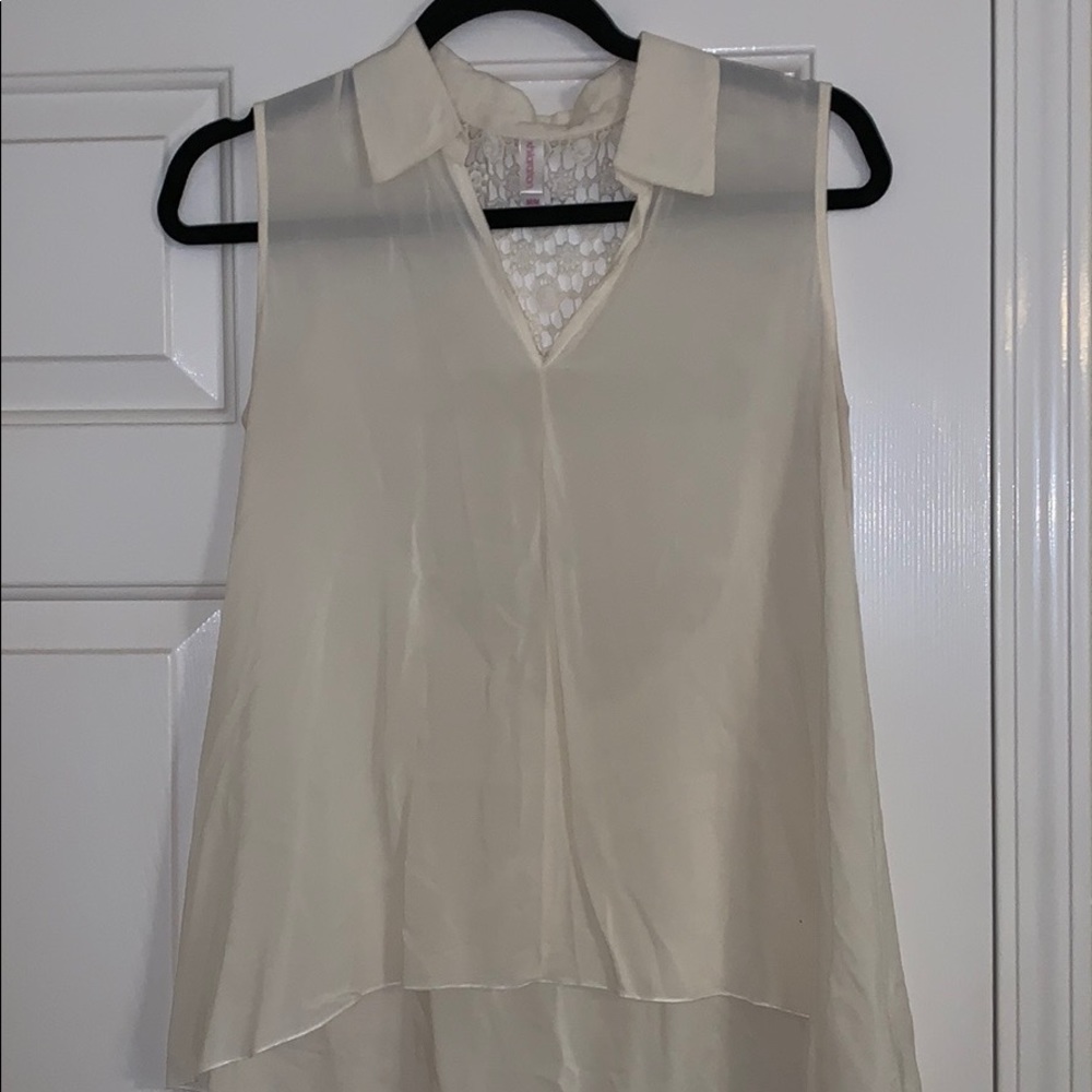 Cream lace back tank